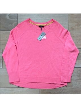 Pink 100% Cashmere Sweater Large Soft Pullover Easter NWT Spring Luxury Drop Hem